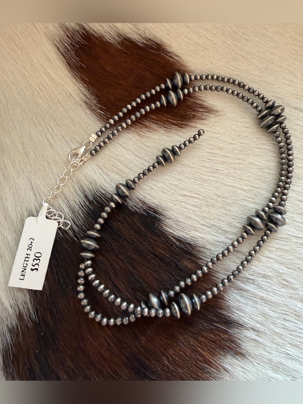❤️3mm 6mm 8mm Graduated Desert Pearls & Saucers Sterling Lariat Necklace 20+ 2”L